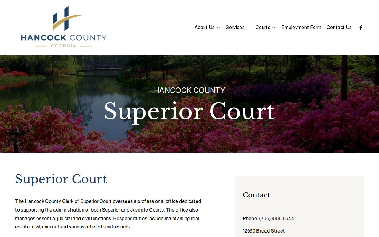 Hancock County Superior Court and Juvenile Court clerk page
