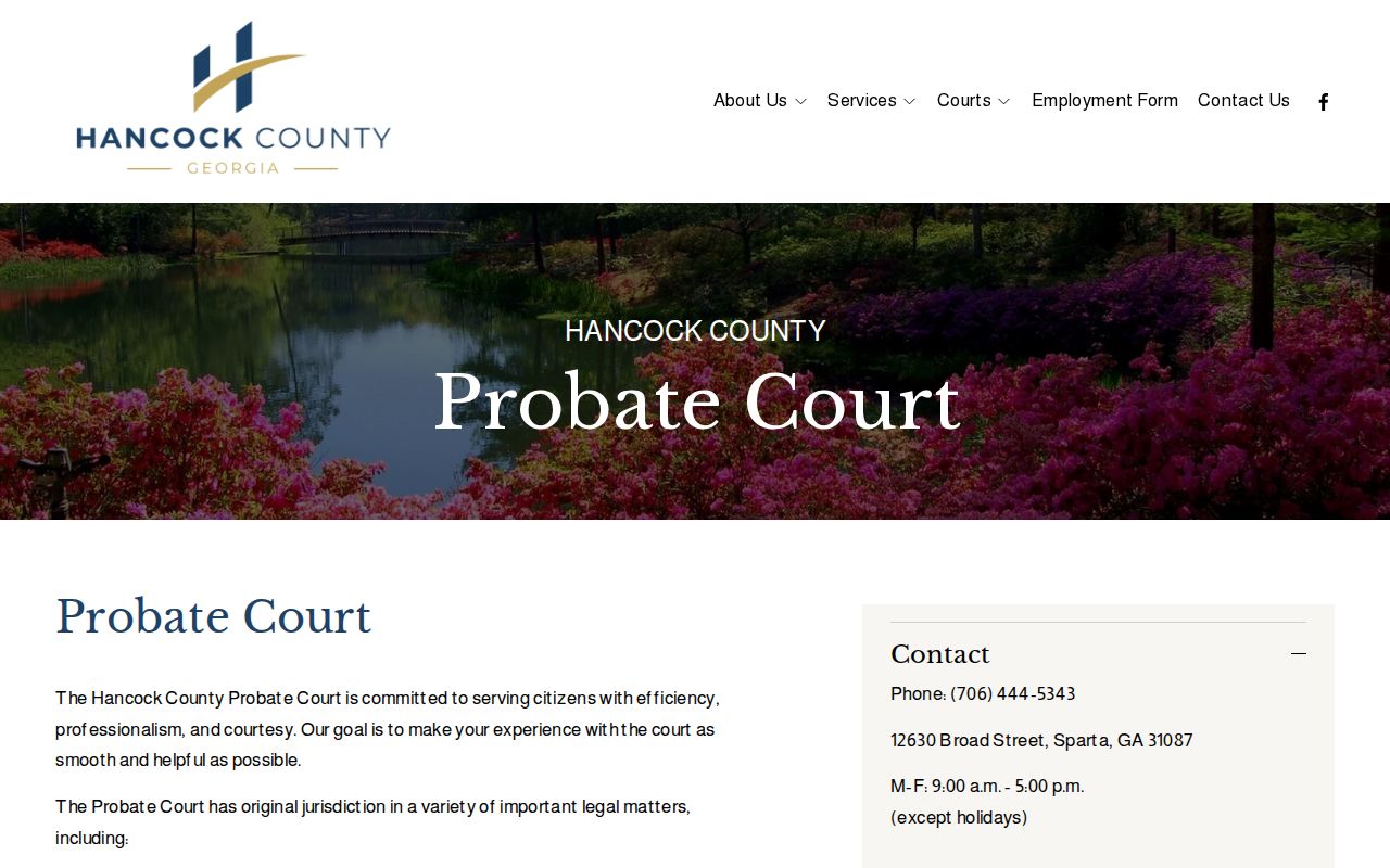 Hancock County Probate Court official office page