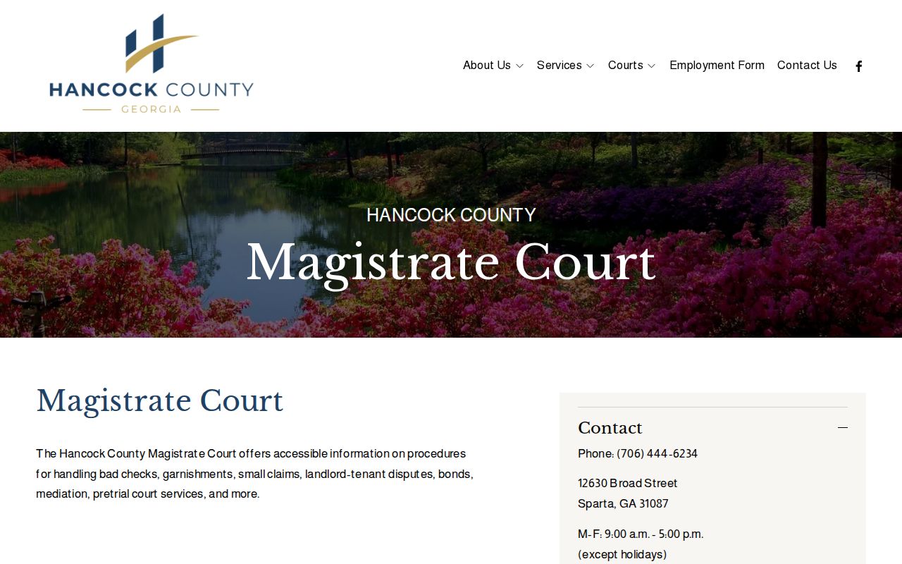 Hancock County Magistrate Court official office page