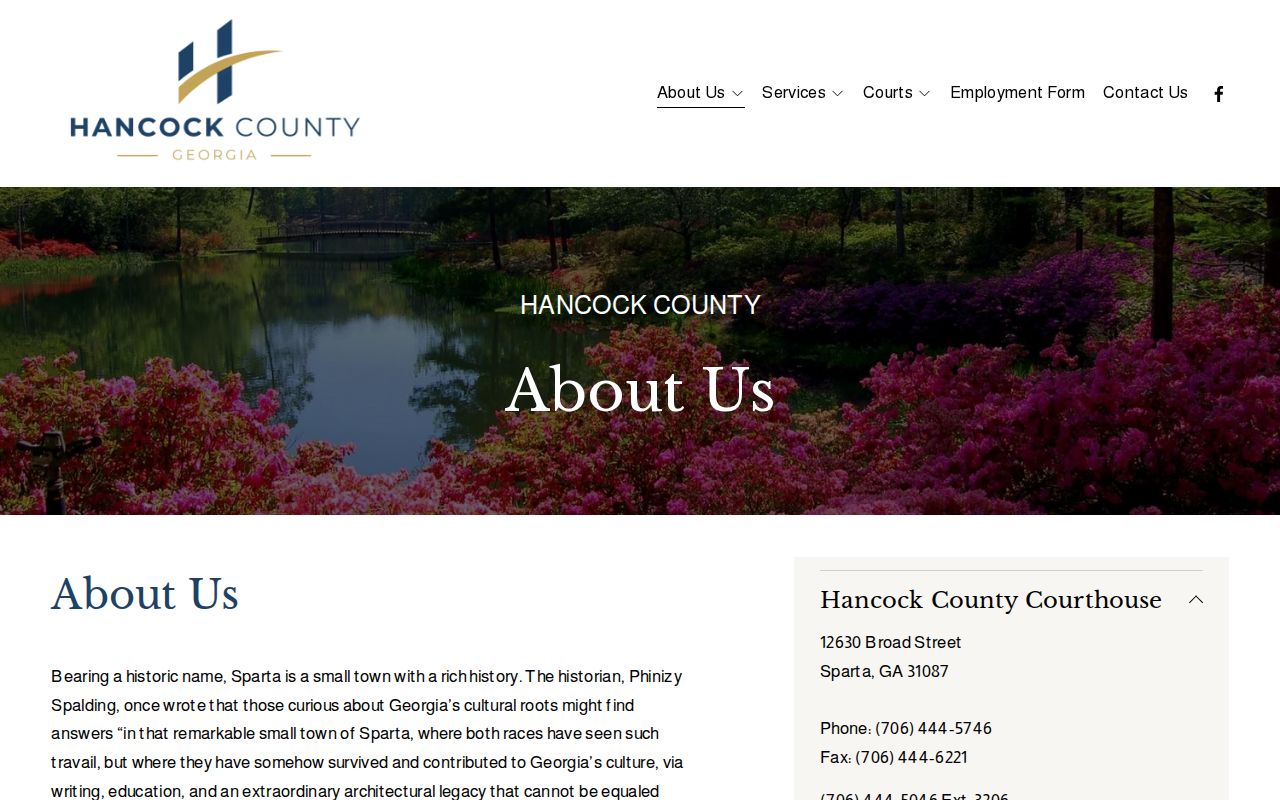 Hancock County history page with Sparta county-seat context